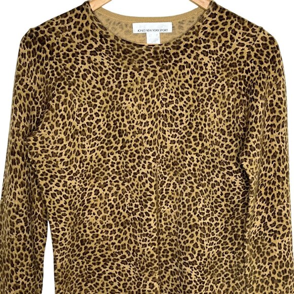 Jones New York Sport Leopard Print Sweater S Knit Top - Picture 2 of 11
